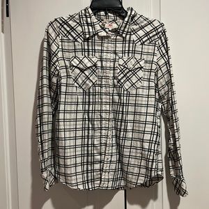LEVI’S Size M Black and White Plaid Button Up